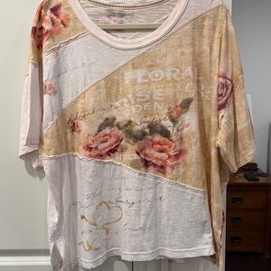 Pilcro Pink and Beige Graphic Tee